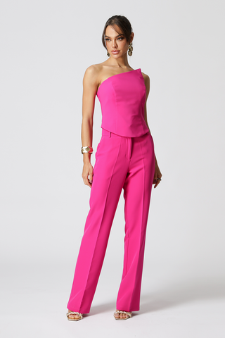 Calça Com Cinto De Tira - MAGENTA