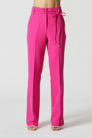 Calça Com Cinto De Tira - MAGENTA