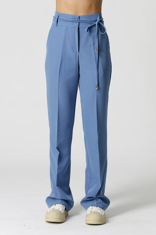 Calça Com Cinto De Tira - AZUL CLARO