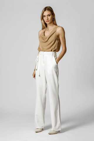 Pantalones con cinturón de tiras - BLANCO ROJO