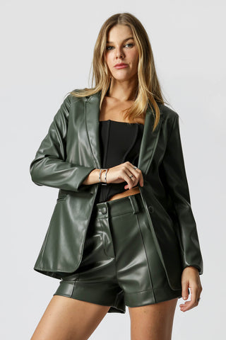 Blazer largo de piel sintética - MUSGO