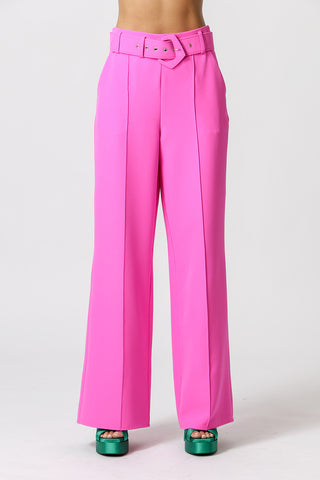 Calça Pantalona Em Alfaiataria - PINK NEON