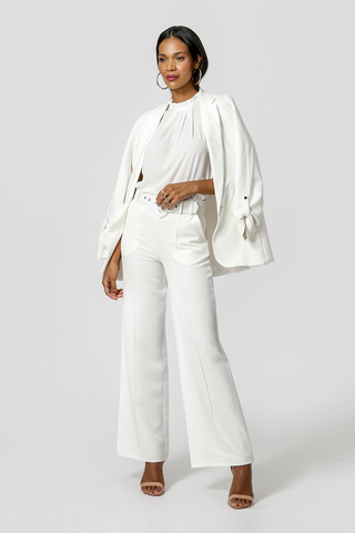Calça Pantalona Em Alfaiataria - OFF WHITE