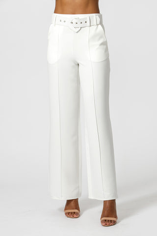 Calça Pantalona Em Alfaiataria - OFF WHITE