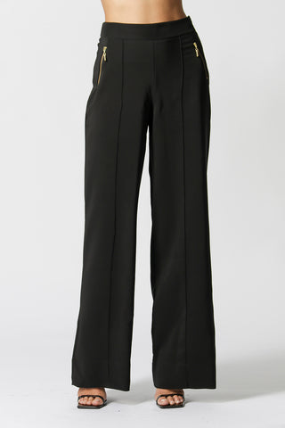 Pantalones anchos con detalle de cremallera - NEGRO 2