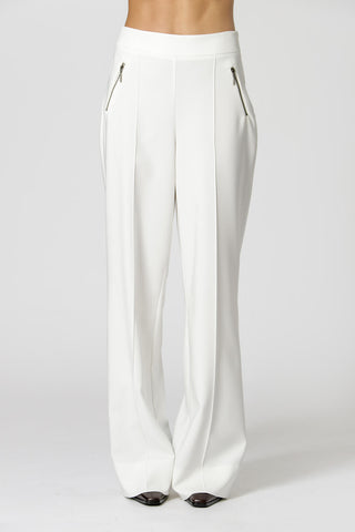 Pantalones anchos con detalle de cremallera - BLANCO ROJO