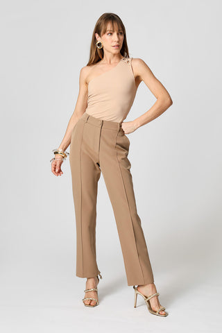 Blusa Ombro Único Botões Dourados - AREIA