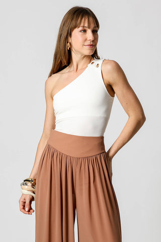 Blusa Ombro Único Botões Dourados - OFF WHITE