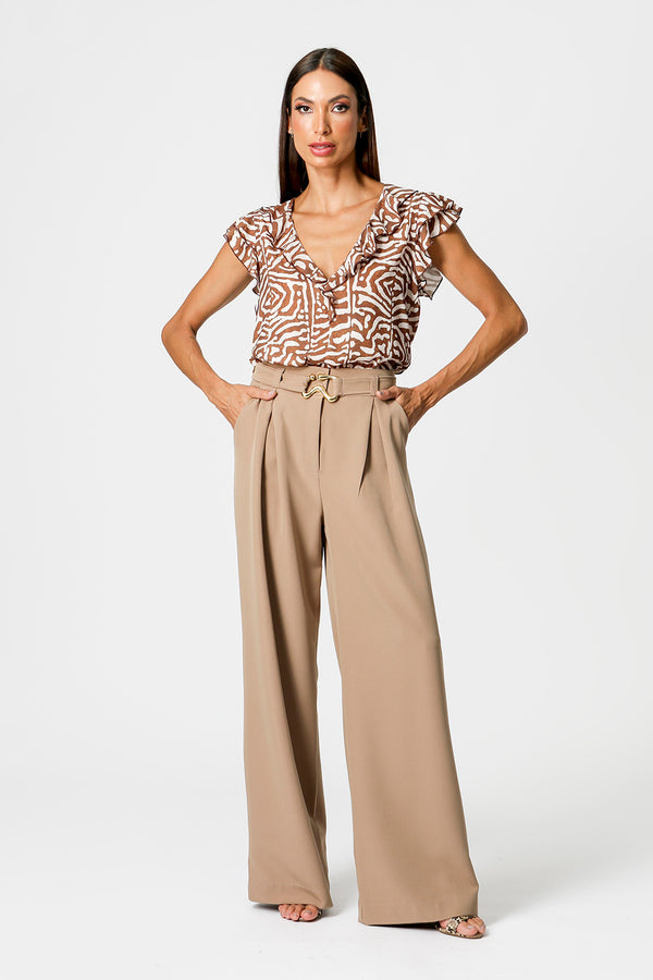 Blusa De Babados Estampada