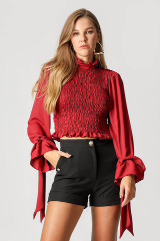 Blusa con Elástico y Volante - VINO 1