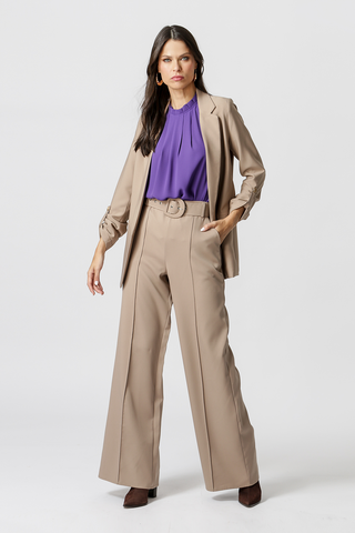 Blusa Com Pregas Na Gola - ROXO