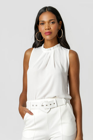Blusa Com Pregas Na Gola - OFF WHITE