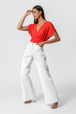 Blusa Com Decote Transpassado - VERMELHO