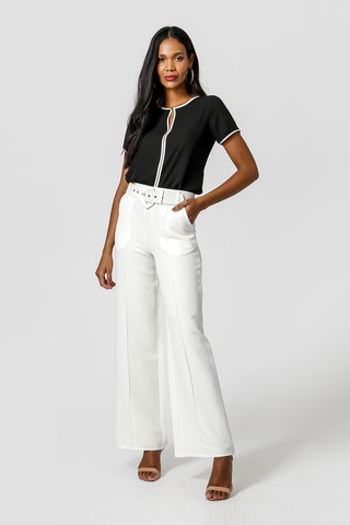 Blusa Com Detalhes Contrastante - PRETO