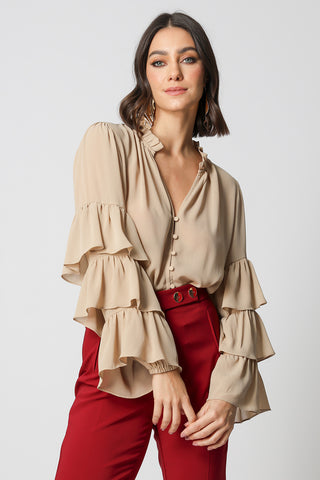 Blusa con volantes en las mangas - ARENA