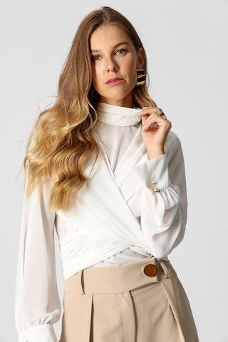 Blusa Com Echarpe - OFF WHITE