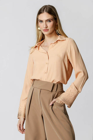 Camisa Com Punho De Strass - SALMAO