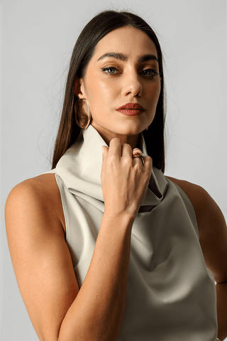 Blusa De Alfaiataria Com Gola Ampla - GELO