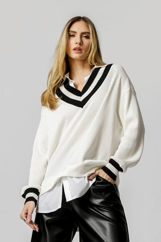 Blusa Tricot Com Sobreposição - OFF WHITE