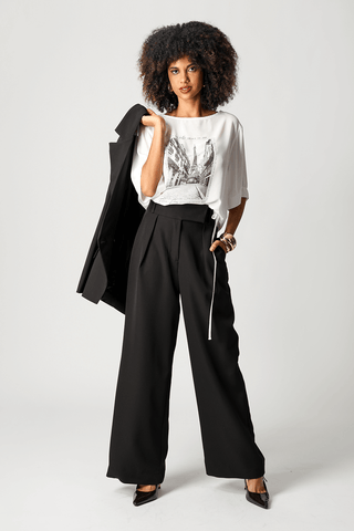 T-shirt Com Estampa e Pedrarias - OFF WHITE