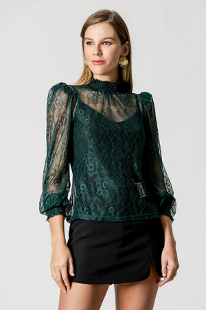 Blusa Gola Alta Com Laço De Renda