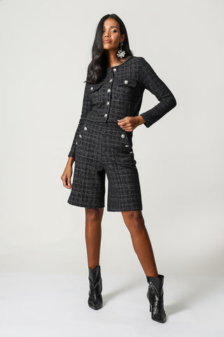 Chaqueta de tweed - NEGRO 90165