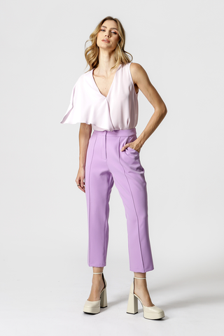 Blusa con volante asimétrico - MORADO CLARO