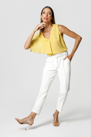 Blusa con volantes asimétricos - MOSTAZA 1