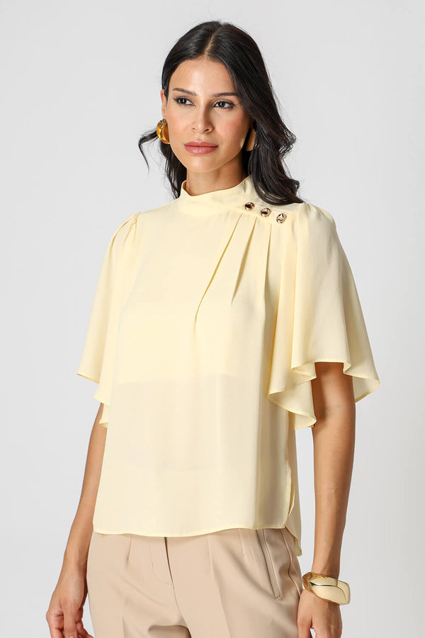 Blusa Botões Diferenciados e Manga Angel