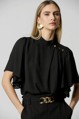 Blusa Com Detalhes De Botões - PRETO