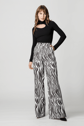 Pantalones anchos estampados - NEGRO 2083