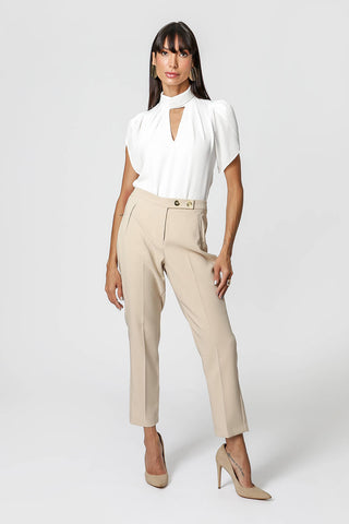 Blusa Com Manga Tulipa E Gola Dobrada - OFF WHITE