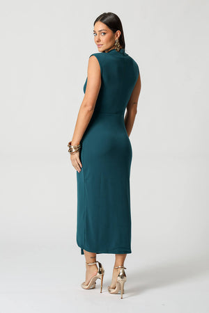 Vestido Transpassado Com Metal Dourado