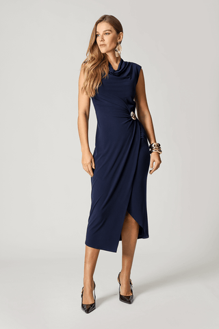 Vestido Transpassado com Acessório - MARINHO 1