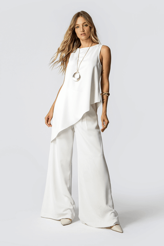 Blusa Assimétrica Com Faixa Gravata - OFF WHITE