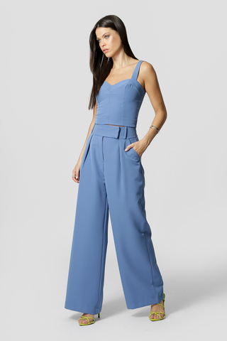 Top Cropped Com Recortes - AZUL CLARO