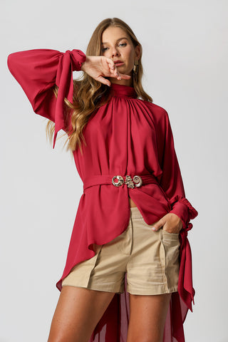 Blusa Moulet Com Cinto - VINHO