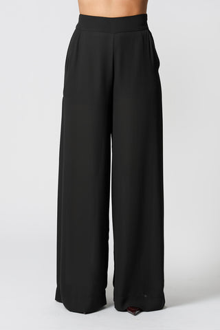Calça Pantalona Com Bolso Faca - PRETO