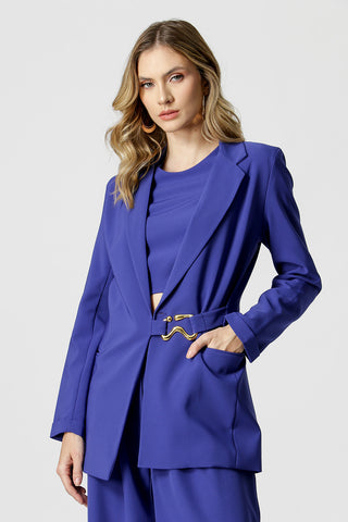 Blazer Com Cinto - AZUL KLEIN