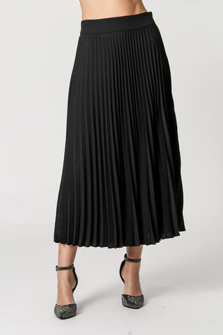 Falda plisada midi - NEGRA