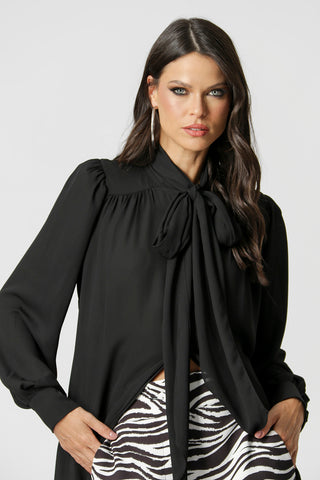 Camisa con bufanda - NEGRA