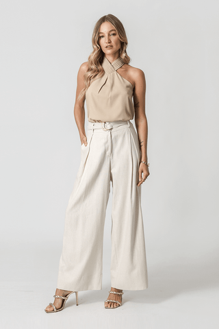 Blusa Com Pregas Na Gola - AREIA