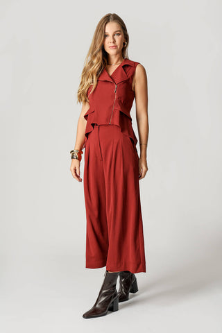 Blusa Colete Com Fechamento Em Zíper Assimétrico - VINHO