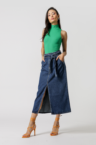 Blusa de viscosa acanalada con cuello alto - BANDEIRA 2