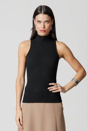 Blusa de Viscose Canelada Gola Alta