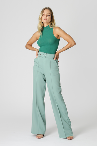 Blusa de viscosa acanalada con cuello alto - GARRAFA