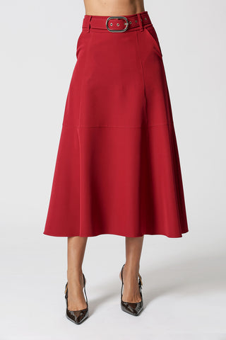 Falda midi entallada con cinturón - WINE ESC