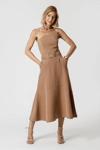 Falda midi entallada con cinturón - FENDI 1
