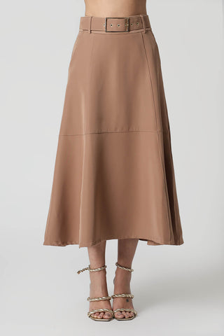 Falda midi entallada con cinturón - FENDI 1