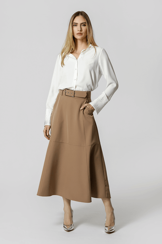 Falda midi entallada con cinturón - FENDI